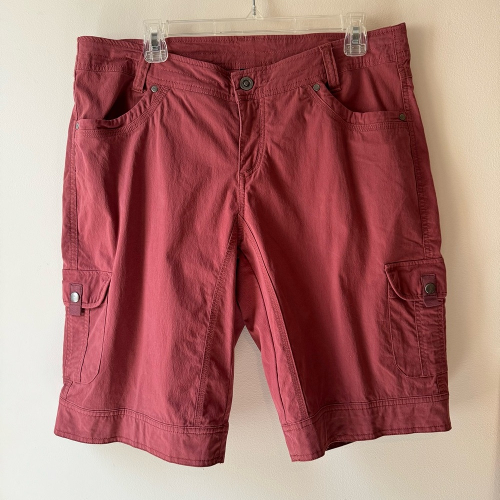 KÜHL Splash long cargo shorts Women’s 14  gorgeous Antique Rose red, 11” inseam